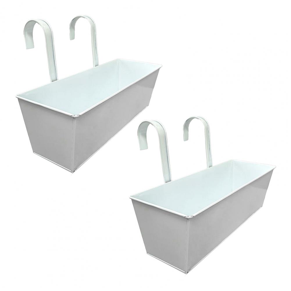 Hangende bloempot Rechthoekige relingplantenbak met drainagegat 16-inch plantenbak met haken voor balkonveranda of dek: green