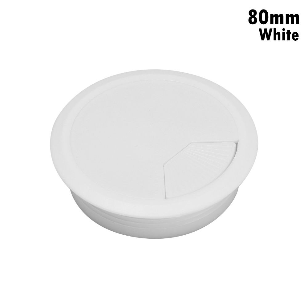 60/80mm Desk Table Plastic Cable Hole Cover PC Computer Desk Round Wire Tidy Grommet: white-80mm