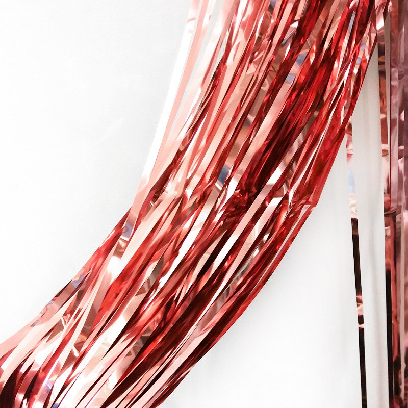 3M Gold Pink Rainbow Sequin Backdrop Foil Fringe Tinsel Curtain Wedding Birthday Party Rain For Decoration PSC55: 2M-Rose Gold