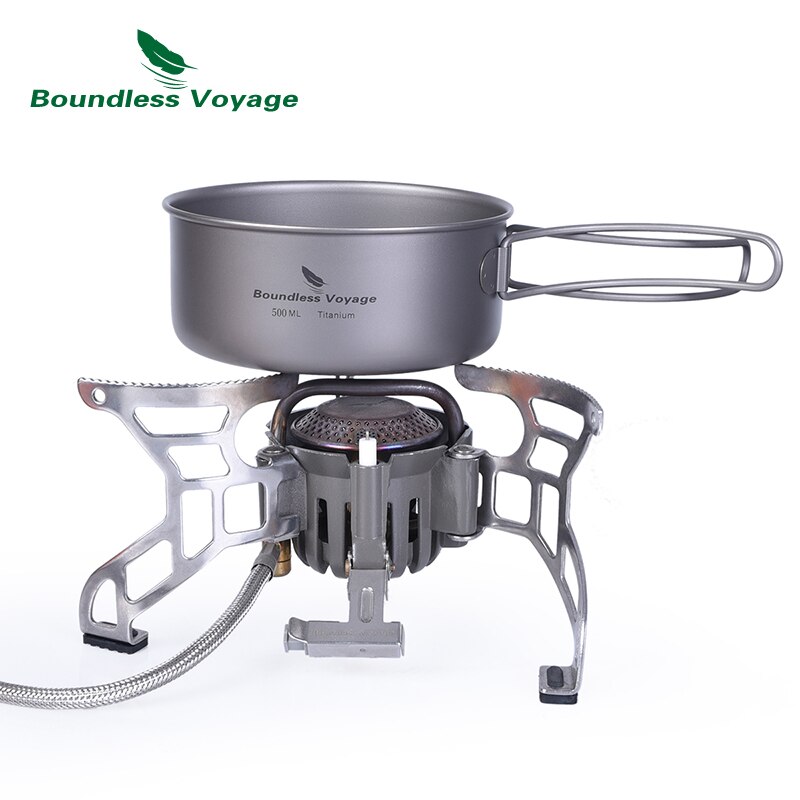 Boundless Voyage Titanium Pot Set Outdoor Picknick Pan Kom Ultralight Camping Kookgerei met Inklapbare Handgreep