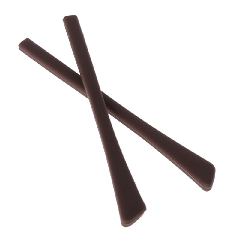 Soft Silicone Anti Slip Eyeglasses Glasses Temple Tips Accessories Square Hole: Coffee