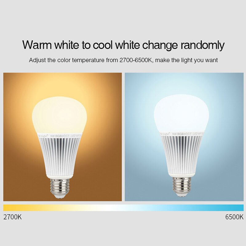 Bombilla Led RGB + CCT de 9W, foco Led inalámbrico Milight YB1, 2,4G, AC100-240V, 2700K-6500K, regulable, 2 en 1
