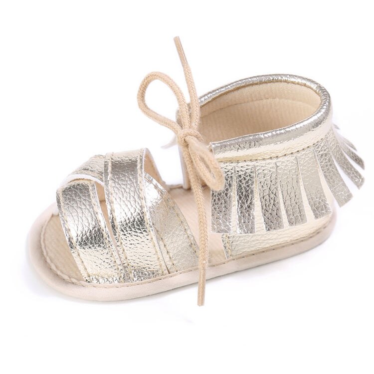 Baby Baby Schoenen Meisje Sandalen PU Bling Fringe Zachte Anti-Slip Zool Licht Gewicht Peuter Crib Schoenen meisje: Goud / 13-18 months