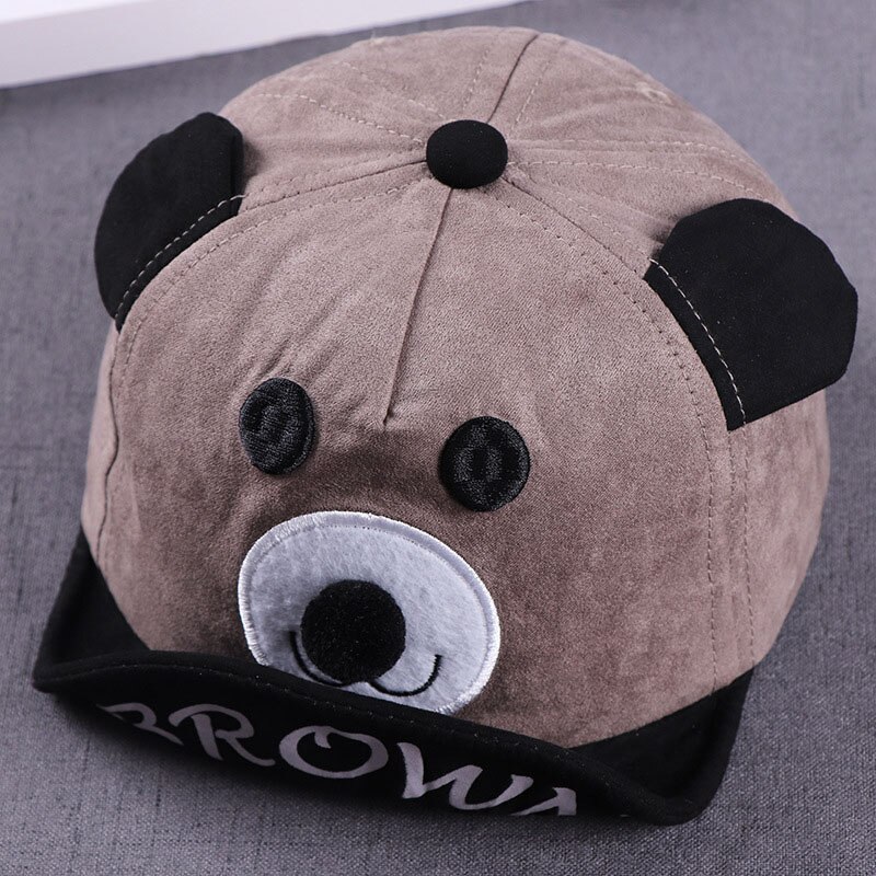 Spring Baby Baseball Cap Cartoon Bear Infant Toddler Sun Hat Cotton Adjustable Baby Boy Girl Hats Caps: gray