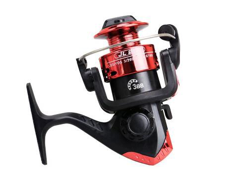 Fishing Reel 200 Series Spinning Reel 3BB Reel Fishing 5.2:1 High Speed Metal Spool Coil Fishing Reel: red