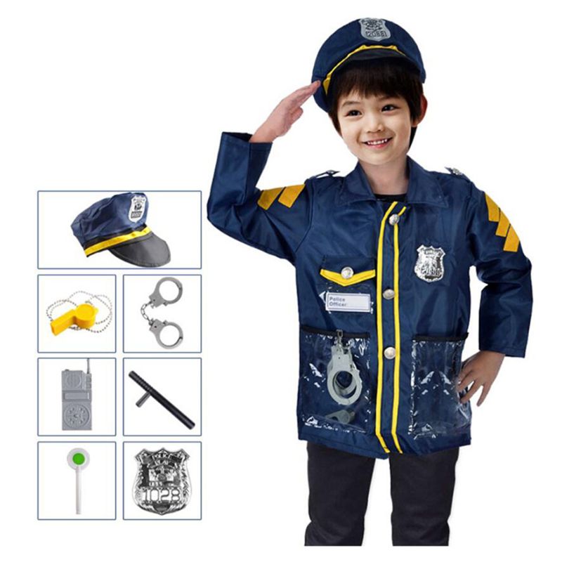 Bambini Cosplay costume Carriera Vigile Del Fuoco Poliziotti Giochi Di Imitazione di Halloween vestito T5EC: 2