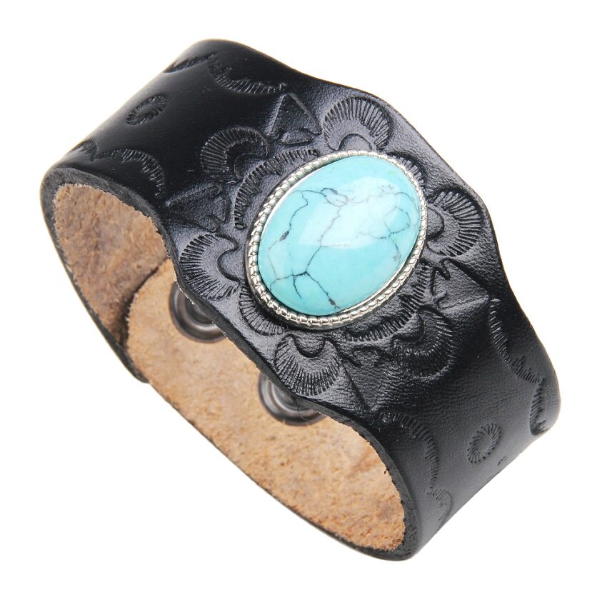 Moda szeroki mężczyzna skórzana bransoletka Trendy Alloy Metal Man bransoletki bransoletki geometryczne skórzane bransoletki biżuteria: colour 3