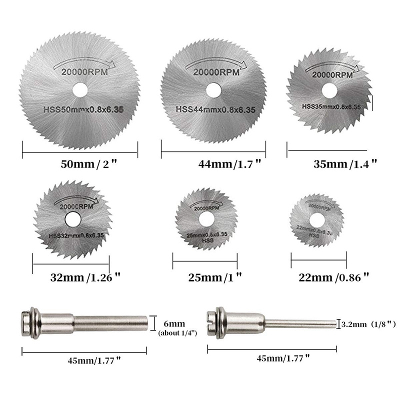 36 stk. værktøjssæt til roterende skærehjul, mini-diamantskærehjul og hss cirkelsavklinger og harpiks metalskærehjulværktøj