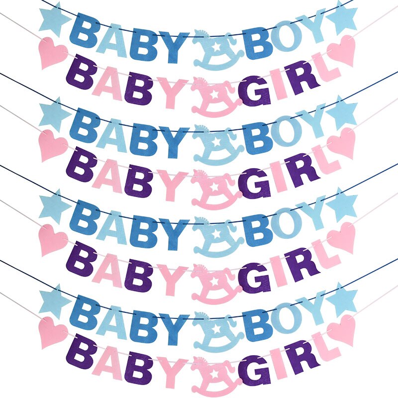 1 sett stoff rosa blå baby shower girlander bunting banner gutt jente baby dåp barn barn bursdagsfest dekorative forsyninger