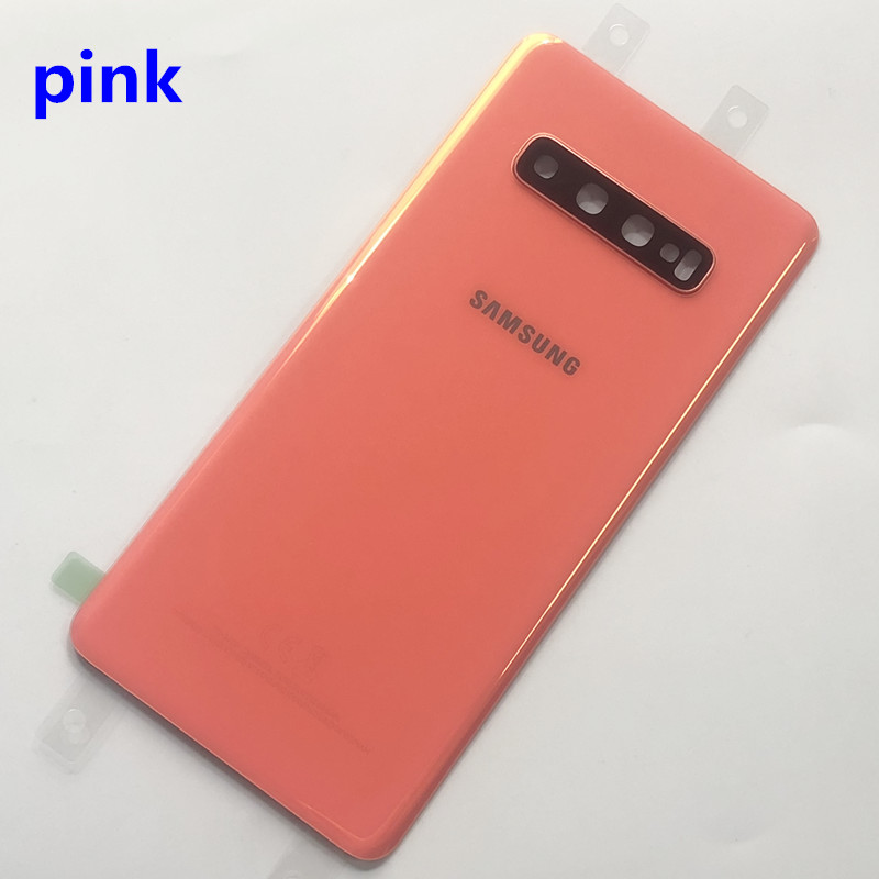 Sostituzione vetro posteriore per Samsung Galaxy S10 G973F S10 + G975F S10E G970 coperchio batteria custodia porta posteriore + sticke impermeabile: S10 Pink