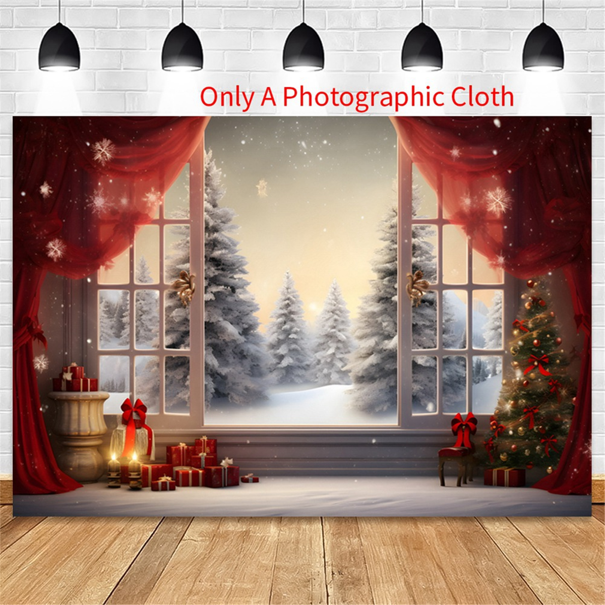 210X150cm Christmas Background Cloth Christmas Tree Snowflake Party Decoration Children Photography Background Cloth,A-Elect