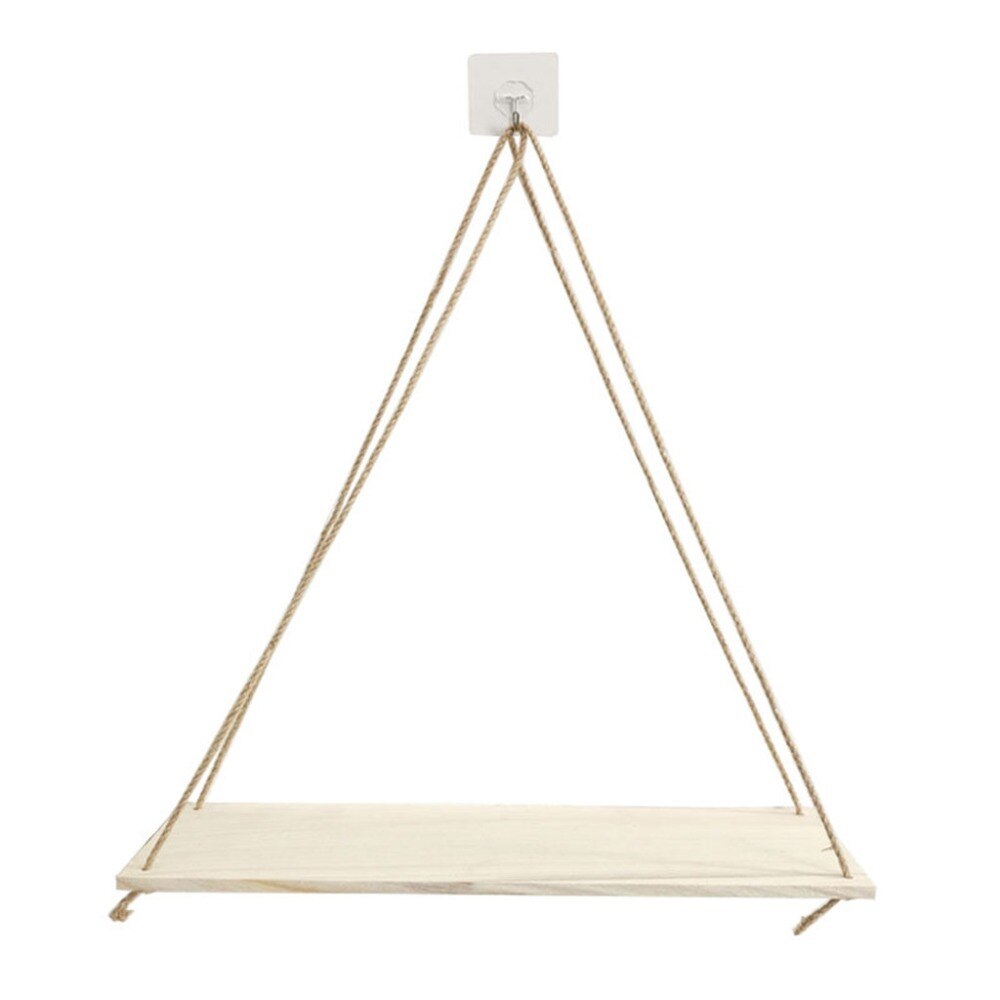 Wood Swing Hanging Rope Wall Mounted Floating Shelves Flower Pot Home Decor For Year 2022 Living Room Decoration: A