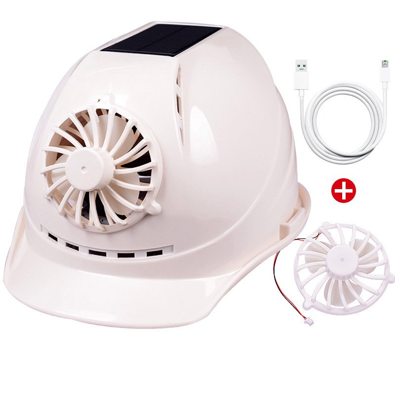 Solar Fan Hat Charging Hard Hat Summer Outdoor Work Solar Power Safety Helmet Fishing Ventilation Cooling Fan Cap: White