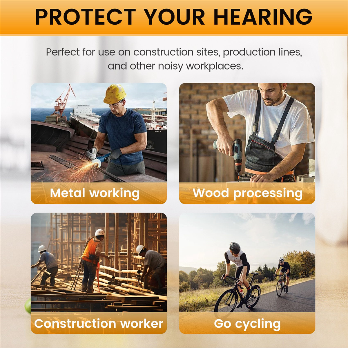 Bluetooth-Headset mit Ohr stöpseln für Arbeit, Gehörschutz, geeignet für Baustellen und laute Umgebungen