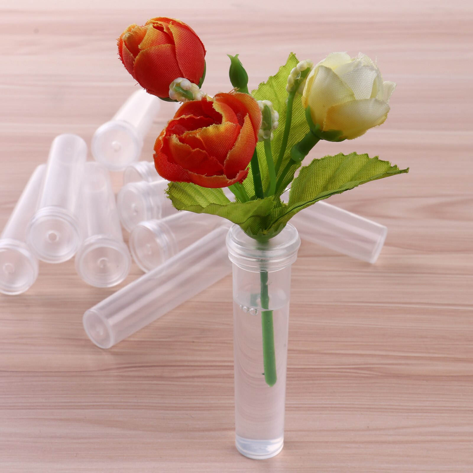 Tubo per vaso di fiori bottiglie di plastica trasparenti tubi di acqua floreali fiale per arrangiamenti di nutrizione floreale con tappi decorazioni per giardino domestico