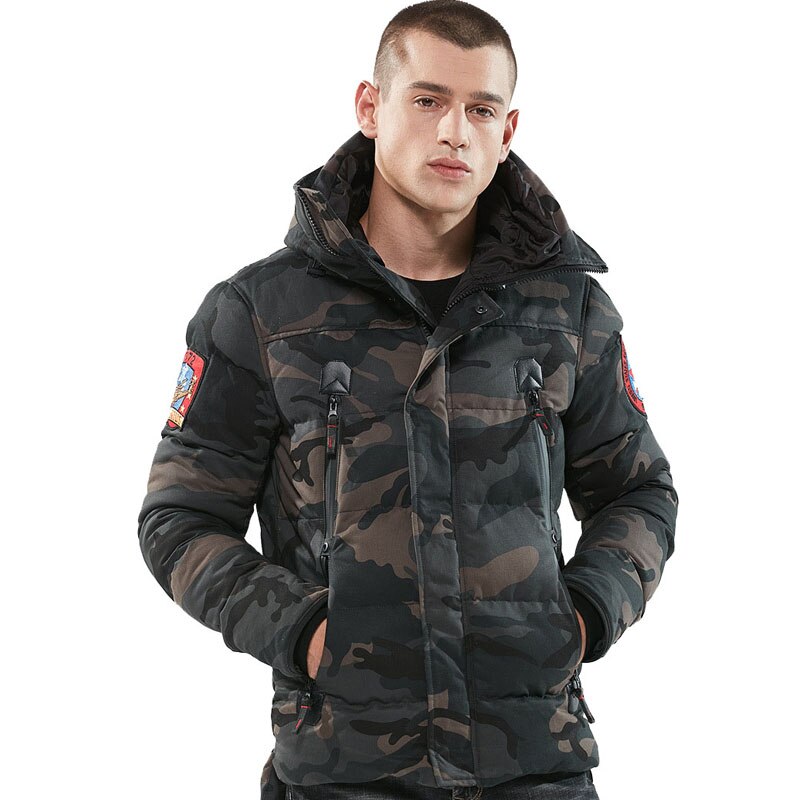 Parka herr vinterjackor bomull chaquetas hombre camo överrock herr casual kamouflage herrjackor och kappor: Camo grå / Xxl
