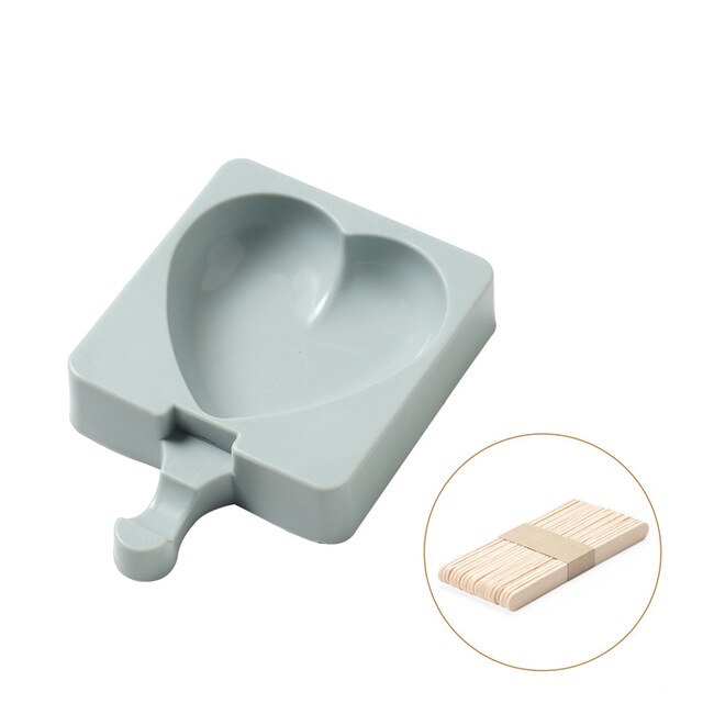 Ice Cream Popsicle Molds Cartoon Ice Silicone Frozen Storage Silicone Thick material DIY Molds Ice Cube Moulds Ice Cream Makers: 12 love gray