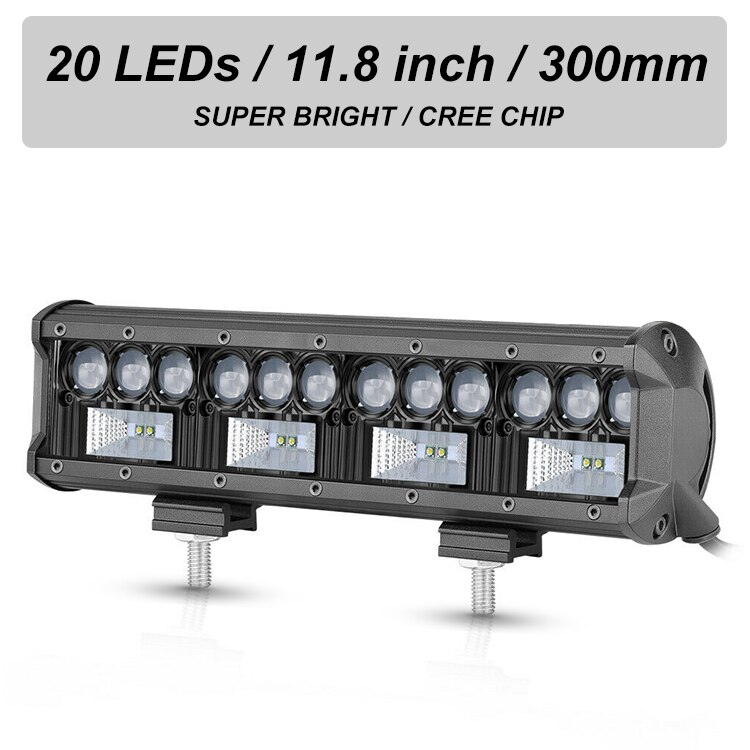 Nlpearl-Barra de luz Led de trabajo 5D CREE, 50W, 100W, 200W, para todoterreno, Jeep 4x4, ATV, camión, tractores, 12V, 24V: 1pcs-20led-200W