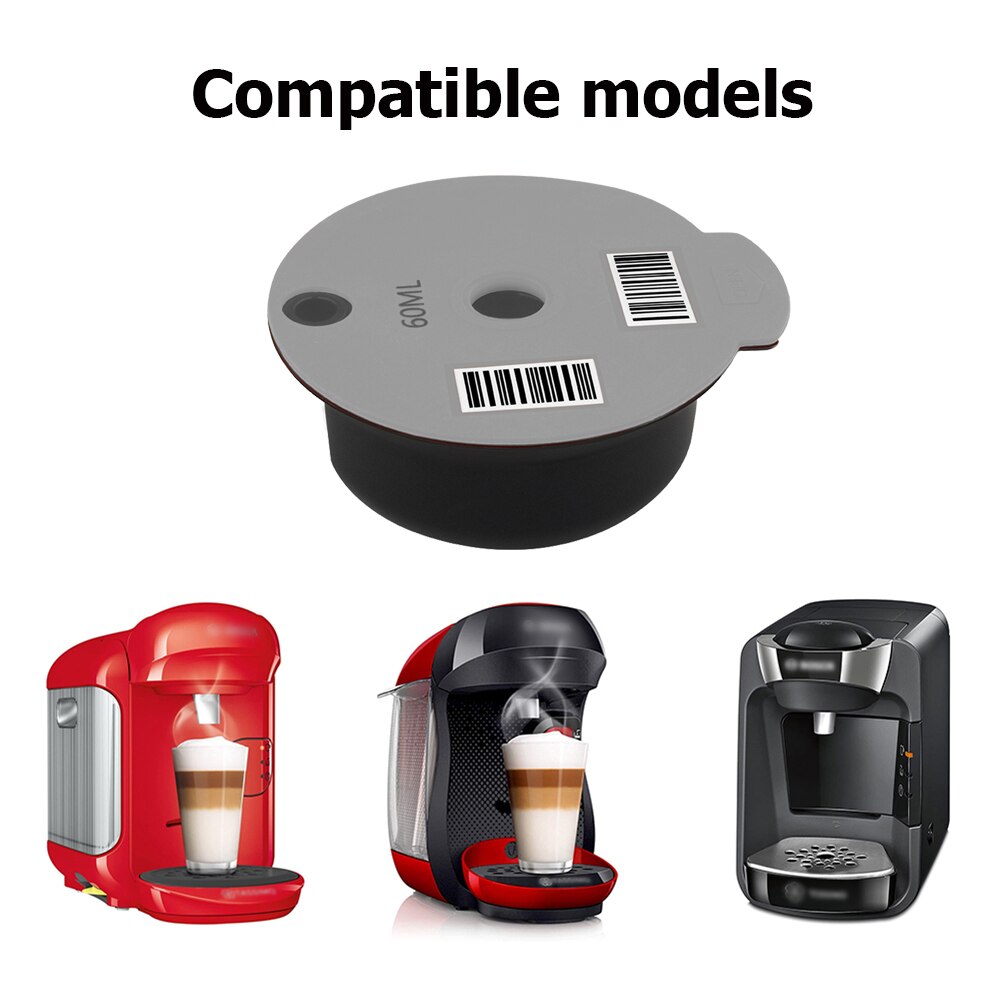 60/180Ml Herbruikbare Koffie Capsule Cup Met Lepel Borstel Voor Bosch-S Tassimoo Navulbare Filter Maker Pod