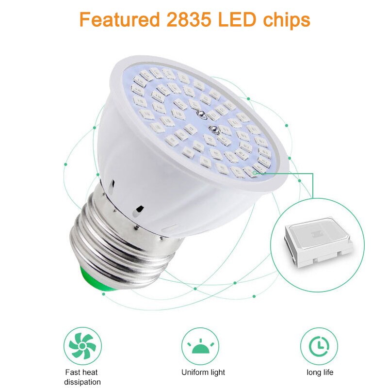 E27 Led Plant Groei Volledige Spectrum Lamp 80Leds 220V Hydrocultuur Plant Groei Lamp Ultraviolet Indoor Verlichting Plantengroei lamp