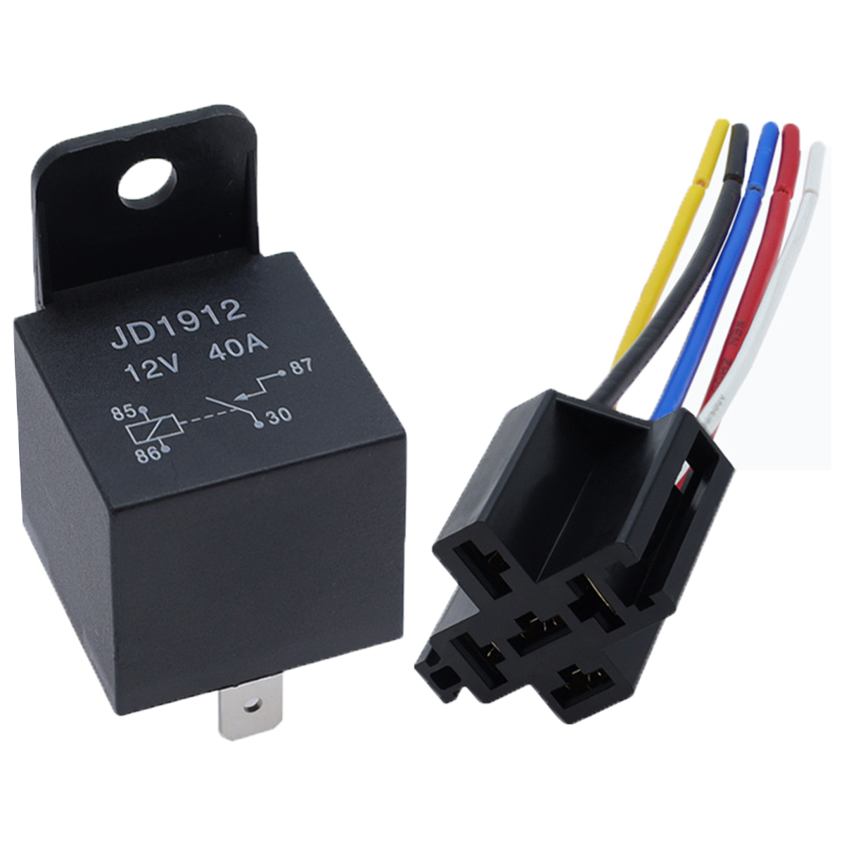 Relé de coche impermeable de 4, 5 pines, 4P, 5P, 40A, relés automotrices de larga duración, relé normalmente abierto DC 12V/24V para luz frontal, aire acondicionado