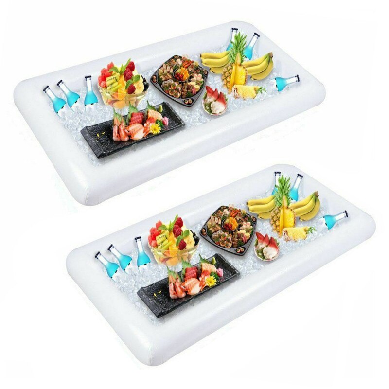 Zwembad Float Opblaasbare Bier Tafel Matras Ijs Emmer Serveren Salade Bar Lade Voedsel Bekerhouder Voor Zomer Water Party Air