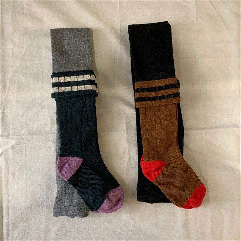 Peuter Kinderen Kousen Baby Meisje Patchwork Leggings Kinderen Katoen Panty Voor Meisjes Gebreide Volledige Lengte 2022 Lente