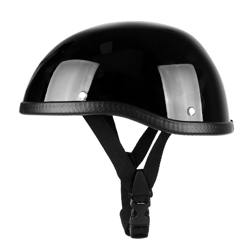 Half Gezicht Motorhelm Bike Helm Open Gezicht Casco De Moto Voor Cafe Racer Chopper Scooter Retro Motocross Helm: Gloss Black
