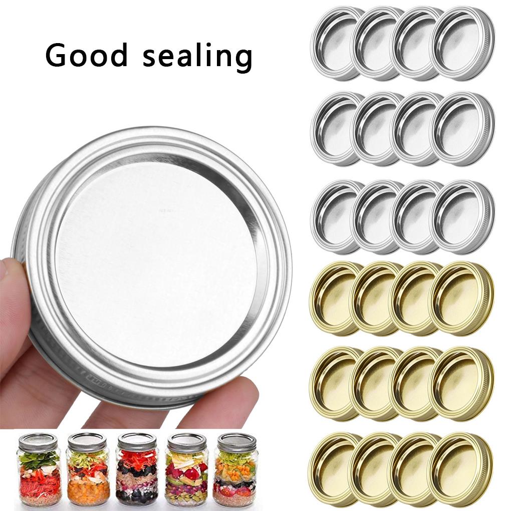 24 Pcs Brede Mond 86 Mm Mason Jar Inblikken Deksels, herbruikbare Lekvrije Split-Type Zilveren Deksels Met Siliconen Afdichtingen Ringen