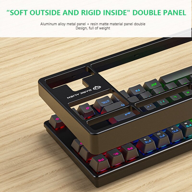 Mechanical Keyboard RGB Gaming Keyboard Wired Blue Switch 87 Keys Mini Ergonomics Multifunctional Keyboard For PC Laptop Desktop