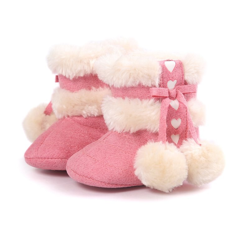 Winter Baby Laarzen Zachte Pluche Bal Laarsjes Voor Baby Meisjes Anti Slip Sneeuw Boot Warm Houden Crib Schoenen 0-18M: YTM988DP / 7-12 Months