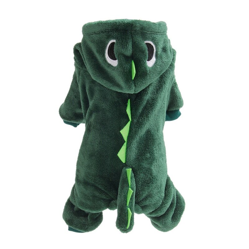 Hiver doux chien vêtements dinosaure combinaisons polaire chien sweats à capuche manteau veste pyjamas vêtements pour chiens tenue animaux vêtements: green / L