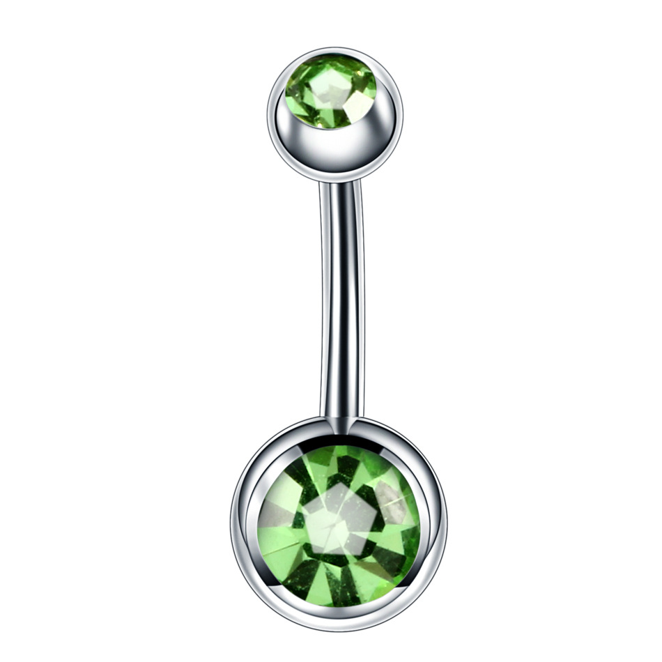 1 pièces coeur rouge nombril anneaux acier vert cristal ventre haltère nombril Piercing papillon pour femmes filles Piercing Ombligo: COULEUR OR ROSE