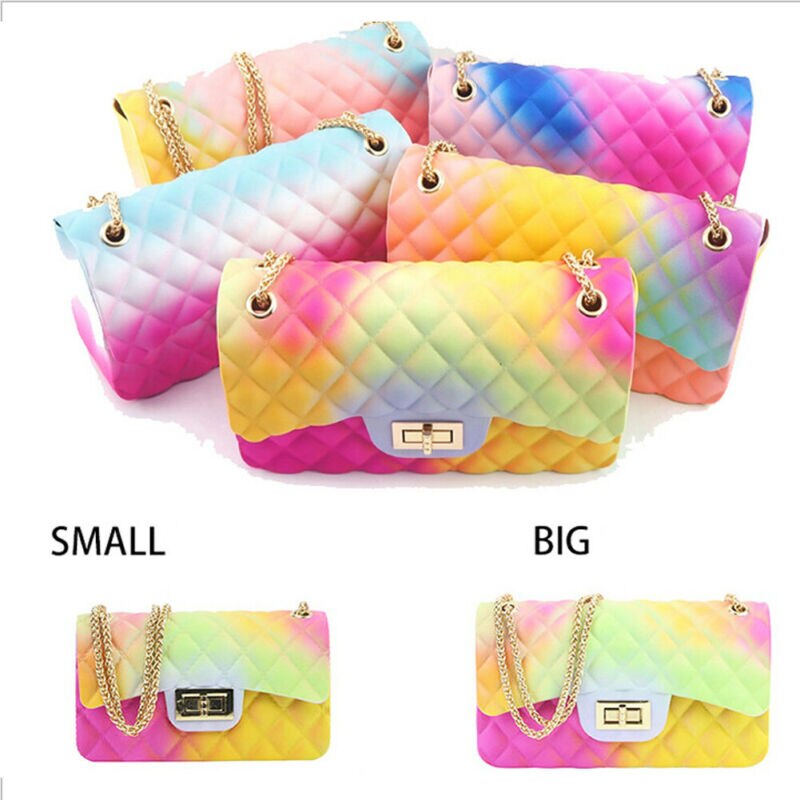 Women Jelly Shoulder Bag PVC Messenger Bag Chain Handbag Crossbody Bags