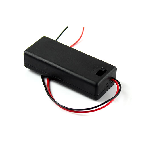 Hard Plastic Opslag Houder Case Box Voor 2 X Aaa Batterij Met Draad Zwart T84D