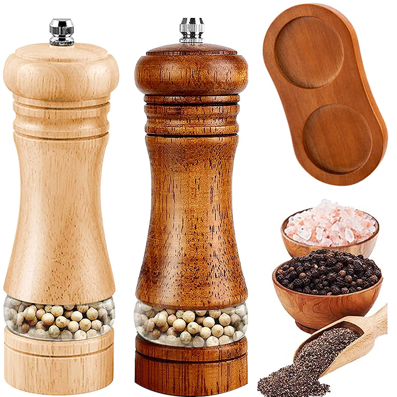 Molinillo de pimienta Manual, molinos de sal y pimienta de madera, herramienta multiusos de especias, molinillo de especias de madera maciza para el hogar, cocina y hogar