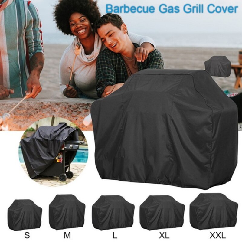 Zwarte Ronde Grill Cover Outdoor Stofdicht En Waterdicht Zware Grill Stofdicht En Regendicht Effen Kleur Cover