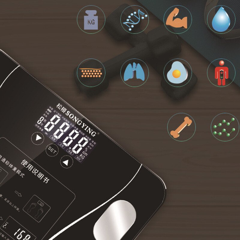 Smart Weighing Scales Floor Body Weight Bathroom Scale Smart Lcd Display Scale Body Weight Body Fat Water Muscle Mass BMI