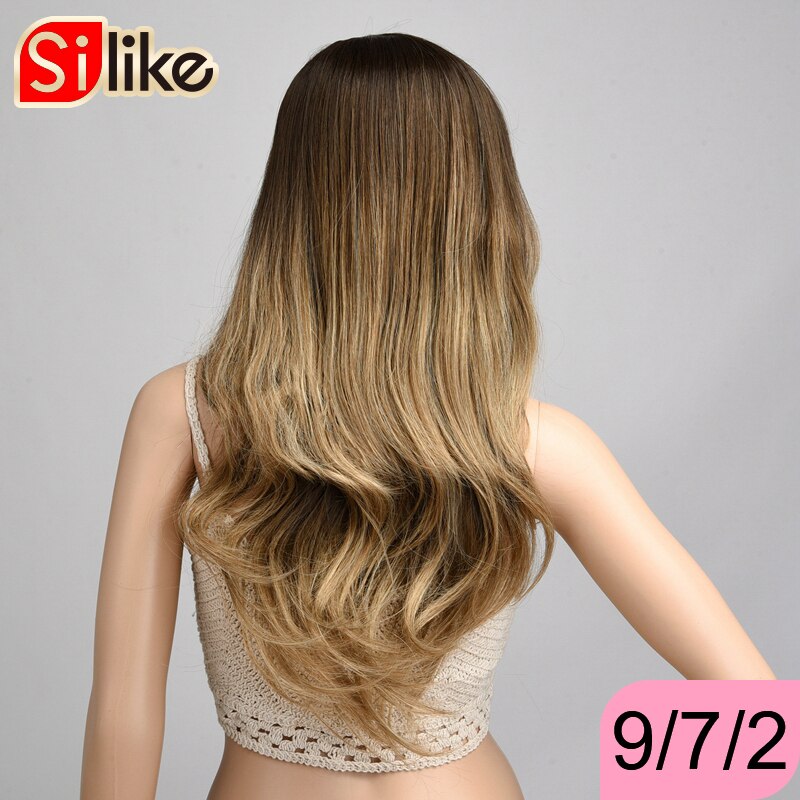 Silike Synthetische 3/4 Halb Perücken 24 Zoll Lange blond Wellenförmige Perücke Mit Clip in Haar Verlängerung 16 Farbe 210g für Schwarz Weiß Frauen: 9-7-2