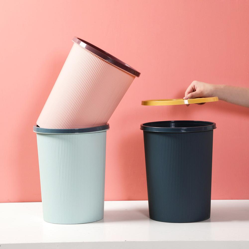1pc søppeldunker med klemring husholdningslokk uten lokk plast papirkurv dårlig kjøkken søppel søppelbeholder