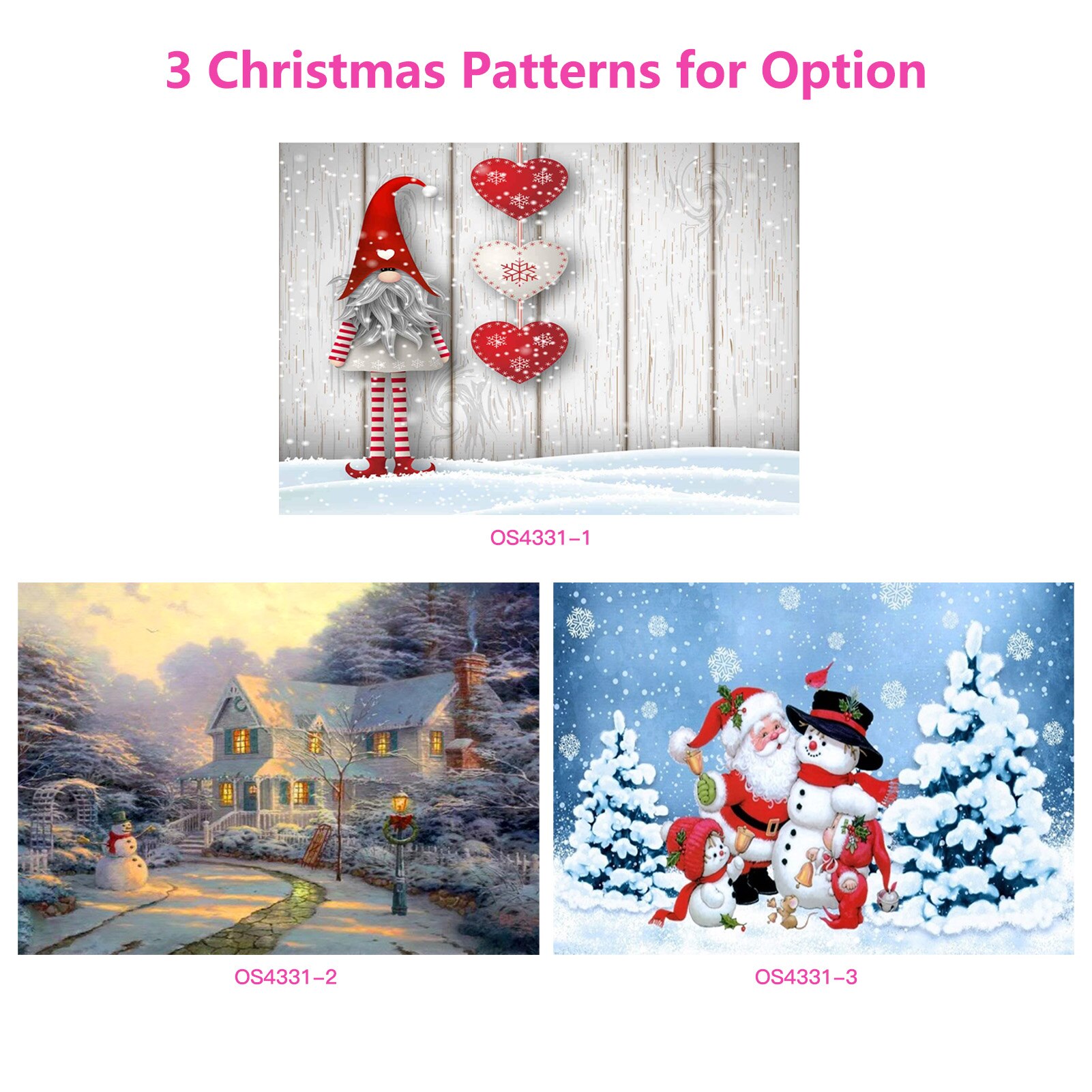 DIY 5D Christmas Diamond Painting Kit Snowman Christmas Tree Santa Pattern Round Full Drill Diamond Painting Embroidery