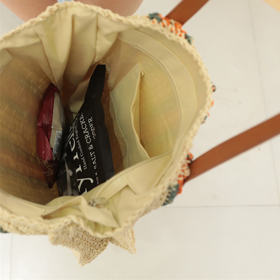 Décontracté femmes sacs de paille rotin Totes bande dames sacs à bandoulière tissé grande capacité sacs à main été Sac de plage
