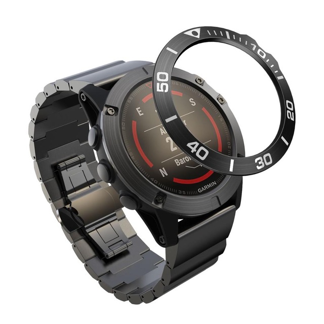 Caja de marco de estilo de anillo de bisel para reloj inteligente Garmin Fenix 5x 5xPlus 3 3HR cubierta de acero inoxidable anillos de protección antiarañazos: Blue pink / 12 mm