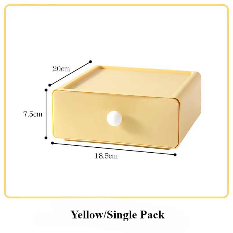 Desktop Storage Box Colourful Desktop Organizer Drawer High-capacity Sundries Organizers Boxes Dormitory Desk Storage Container: Yellow