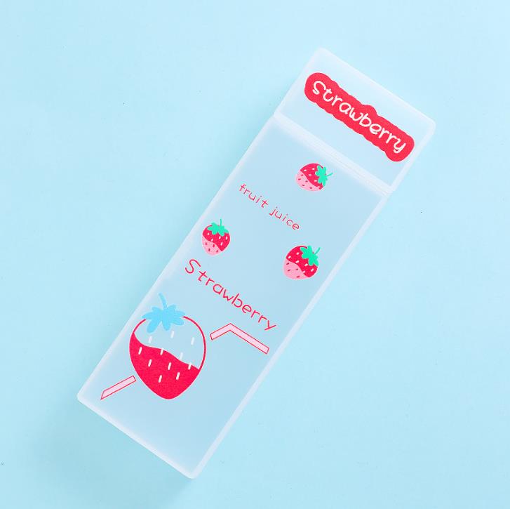 1 stk sød frugt avocado jordbærdrik blomst gennemsigtig pp blyantæske stor kapacitet blyantposer etui brevpapir arrangør: 4