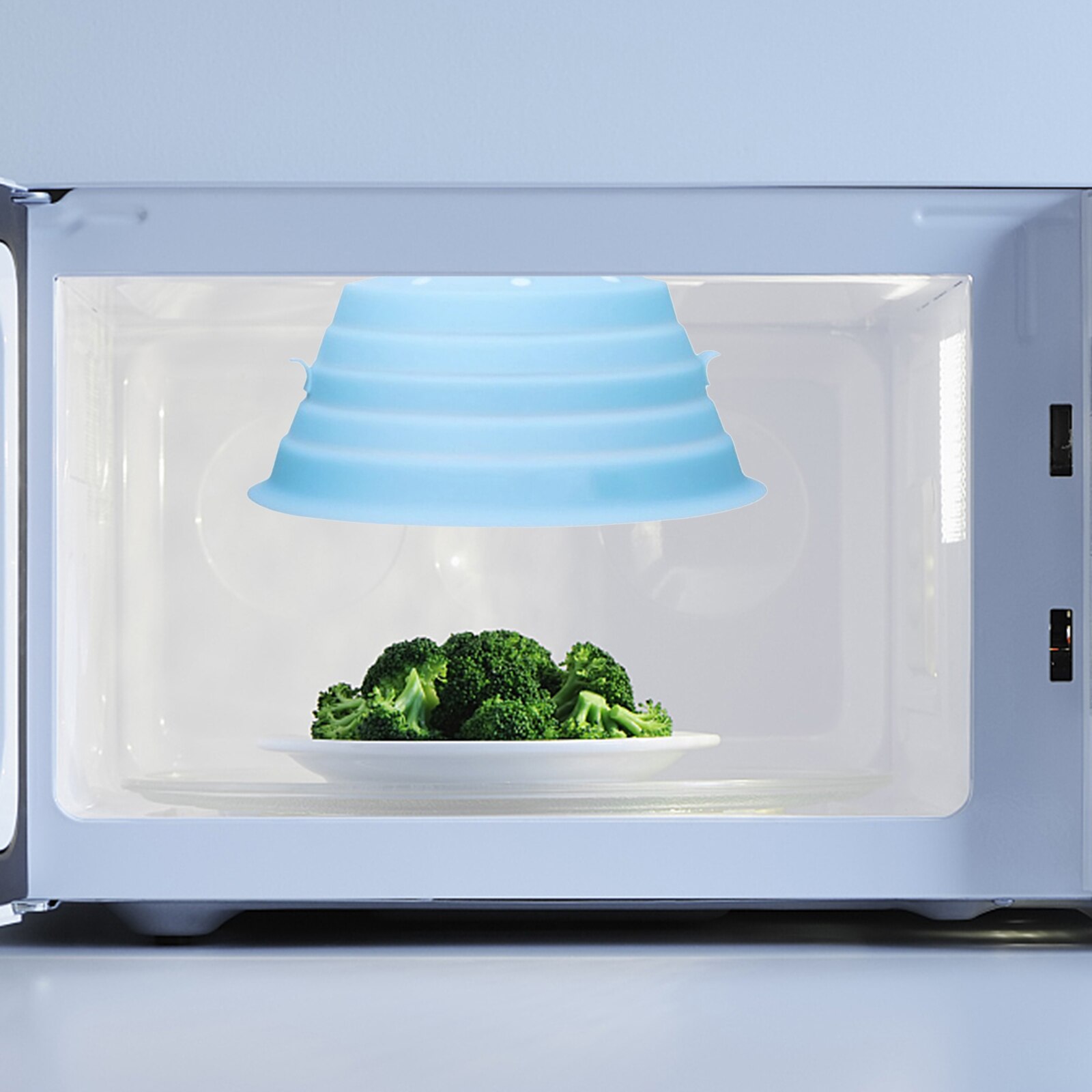 Silicone Vented Collapsible Microwave Lid Splatter Proof Food Plate Cover Easy Grip Handle Vapor Holes Dishwasher Safe BPA-Free