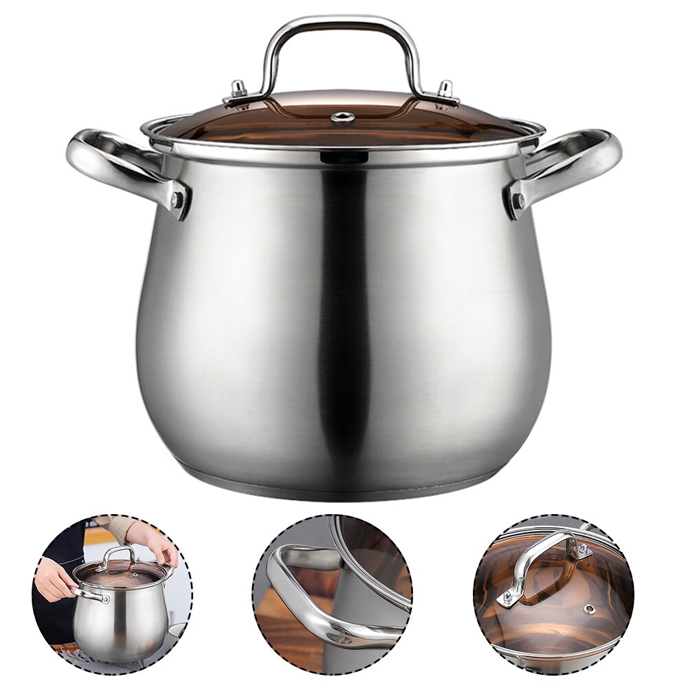 304 Food-grade Stainless Steel Stew Pot Anti-overflow Corrosion-resistant Thickened Bottom Stockpot For Kitchen Induction Cooker