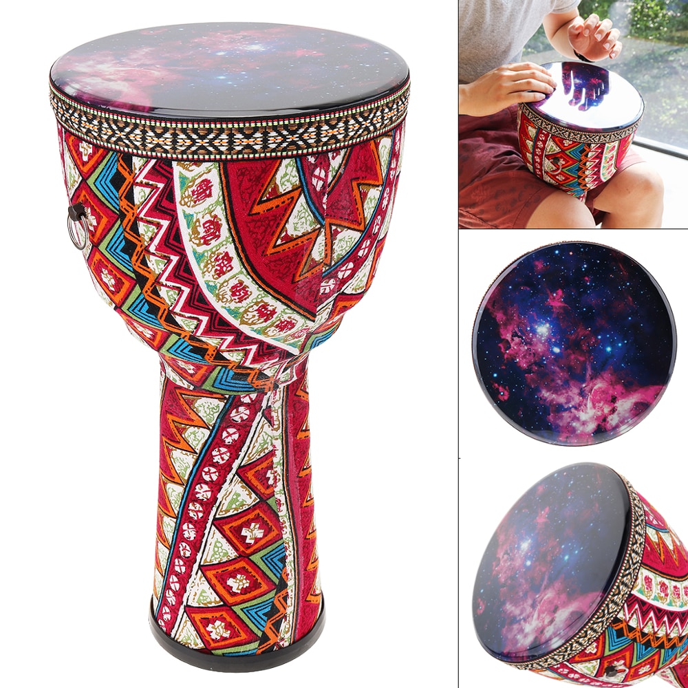 8 Inch African Djembe Drum Colorful Cloth Art ABS Barrel PVC Starry Sky Skin Children Hand Drum