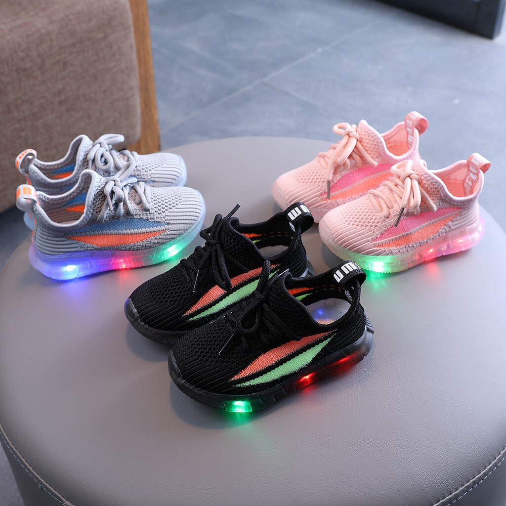 Kinder Casual Schuhe Sommer Infant Kinder Baby Mädchen Jungen Mesh LED Licht Leucht Sport Schuhe Turnschuhe Atmungsaktive kinder schuhe