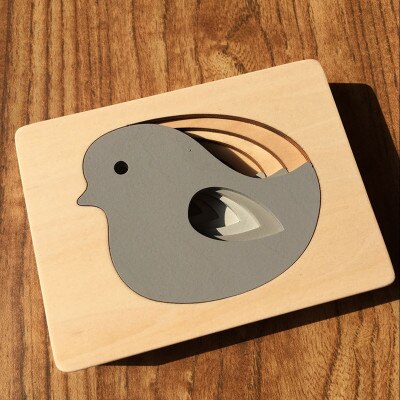 Candywood-Juguetes de madera para niños, rompecabezas 3D de animales de cartón, rompecabezas multicapa, juguetes para bebés rompecabezas, ayuda educativa temprana: Gris